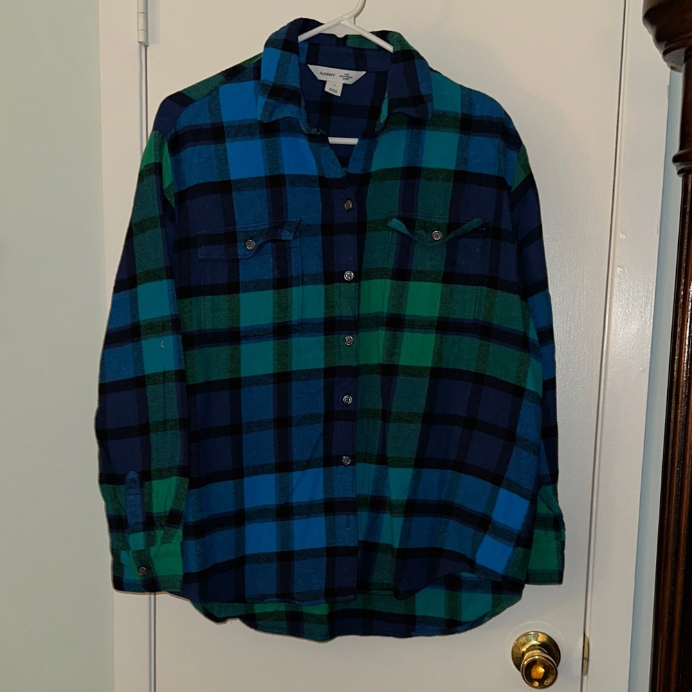 Old Navy The Boyfriend Shirt Plaid Flannel